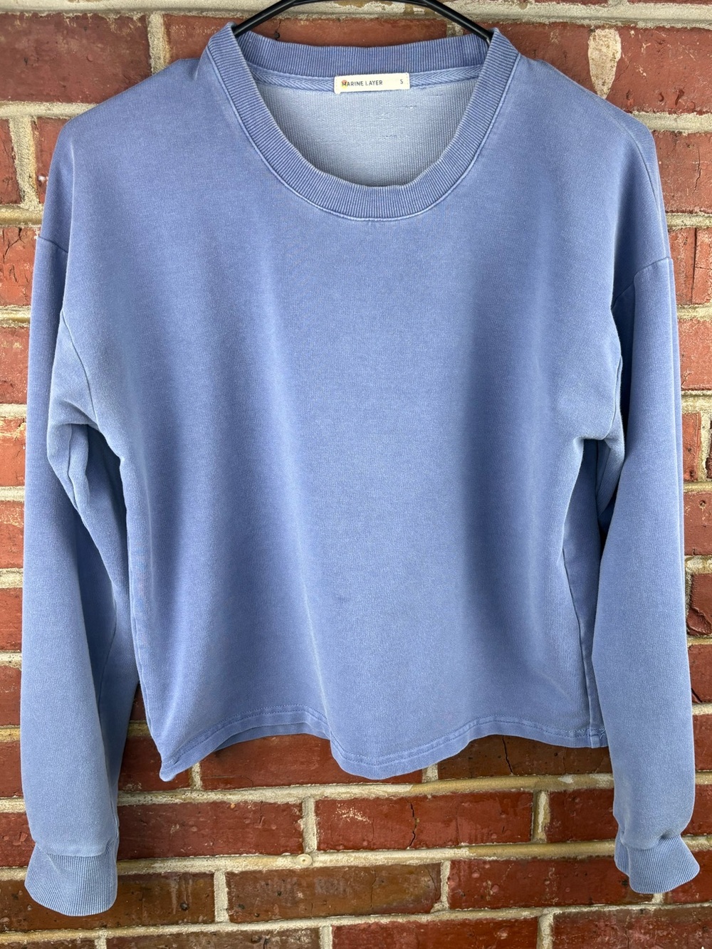 Marine Layer Cropped Pullover Sweatshirt Medium Blue Size Small